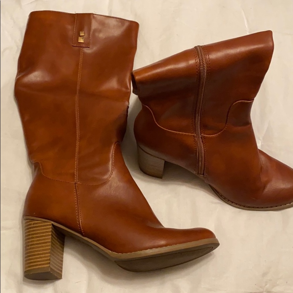 Brown Over Calf Boots
